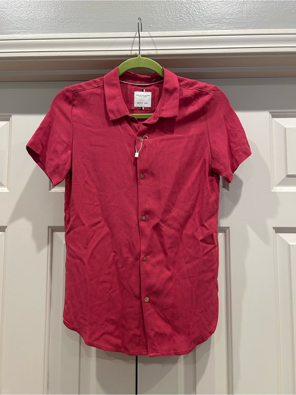 Denim & Flower Button Down Shirt Boys 13/14